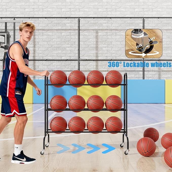 SUFAUY Sports Equipment Organizer, Garage Basketball Rack, Gear & Ball Storage - Image 2
