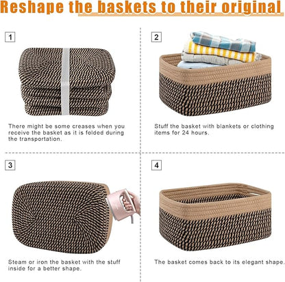 OIAHOMY 4 Pack Storage Baskets for Organizing, Small Bins for Shelves, Cute - Image 7
