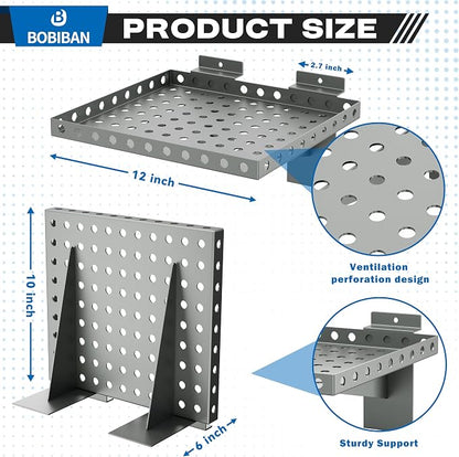 2 Pack Slatwall Shelves, Heavy Duty Grey Metal Slat Wall Shelf - Image 2