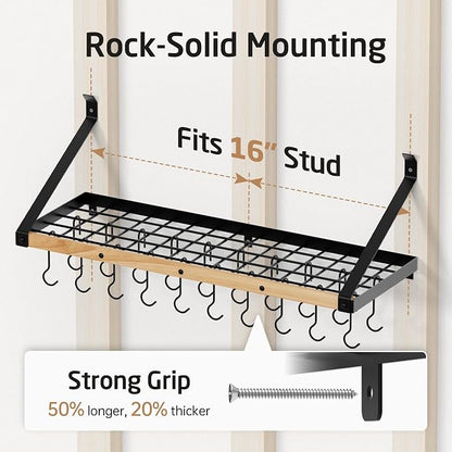KES Pot Rack Wall Mounted 34 Inch, Pot and Pan Hanging Rack - Image 9