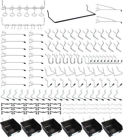 Pegboard Hooks, with Bins, Peg Locks, by FRIMOONY