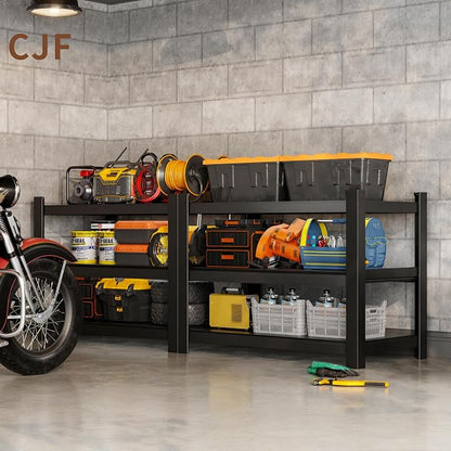 CJF Metal Storage Shelves, 3-Tier Garage Shelving Unit, Heavy Duty Adjustable - Image 2