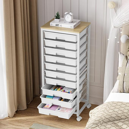 Rolling Cart with Drawers, 10 Drawer Rolling Cart, Storage Cart with Wheels - Image 9