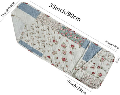Brilliant Sunshine Pink Rose Patchwork Couch Armrest 5 Pockets Organizer - Image 4
