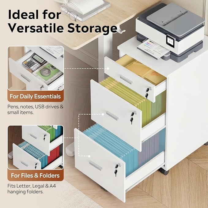 DEVAISE 3 Drawer File Cabinet - Image 5