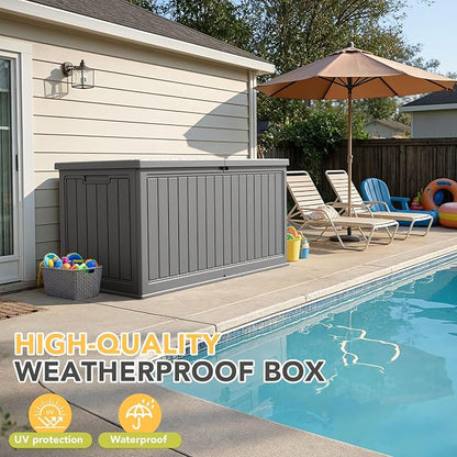 270 Gallon HDPE Deck Box Outdoor Indoor Waterproof Storage Box - Image 5