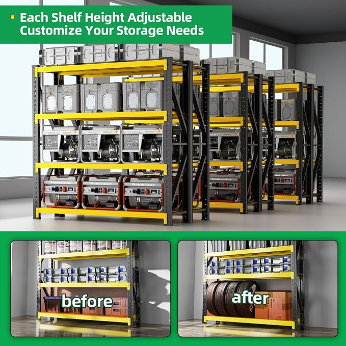 3000LBS Heavy Duty Storage Shelves, 4-Tier Adjustable Garage Organization - Image 6