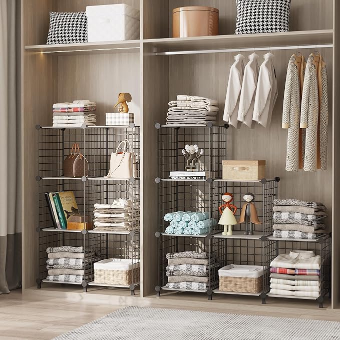 AWTATOS Wire 6 Cube Storage Organizer, Closet Storage Shelves Stackable | Metal - Image 5