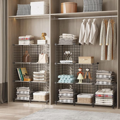 AWTATOS Wire 12 Cube Storage Organizer, Closet Storage Shelves Stackable | - Image 5