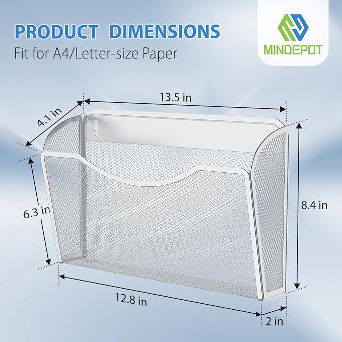 MINDEPOT Wall File Organizer, Hanging Wall File Holder, 3 Pack, Metal Mesh Wall - Image 2