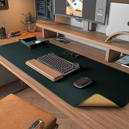 DAWNTREES Dark Green Desk Mat, Leather Desk Pad, Cork Desk Mat Protector by PremiumDeskPadatDawnTrees