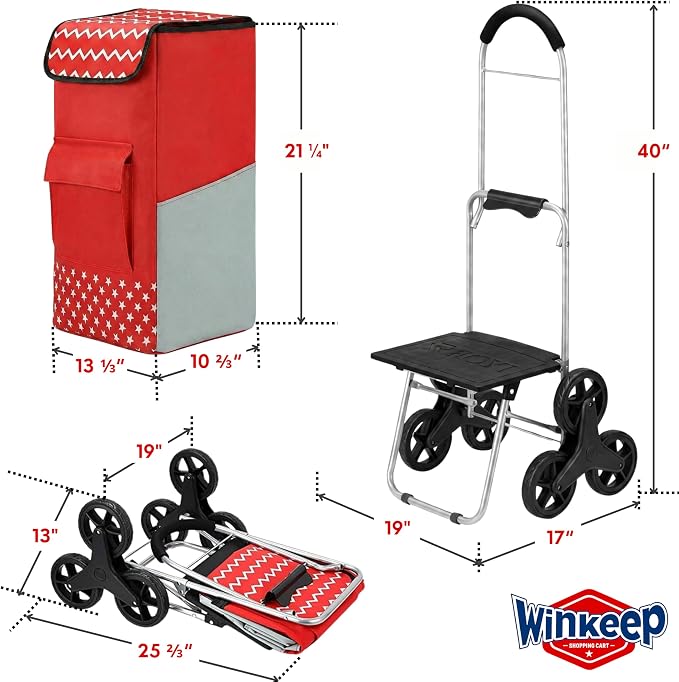 Shopping Cart, Super Loading Stair Climber 220 lbs Capacity Grocery Foldable - Image 6
