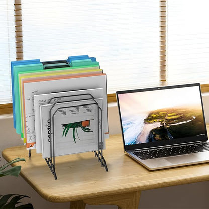 Incline Sorter Desk File Organizer, Metal Desk Magazine Folder Holder - Image 7
