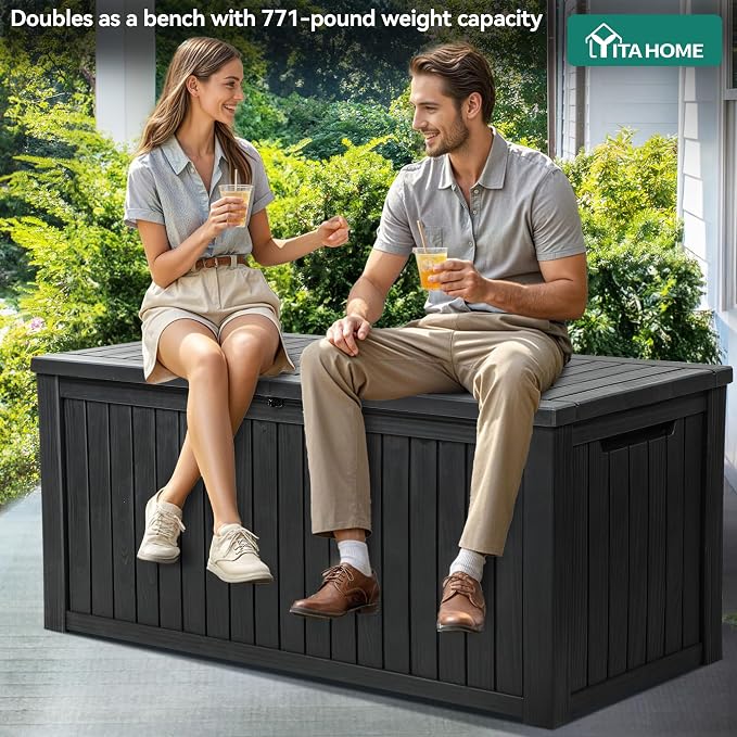 YITAHOME 220 Gallon Large Outdoor Storage XL Deck Box w/Divider - Image 3