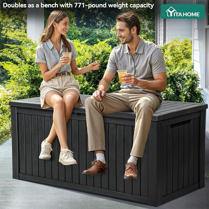 YITAHOME 220 Gallon Large Outdoor Storage XL Deck Box w/Divider - Image 3