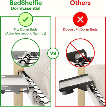 BedShelfie Bedside Shelf for Dorm Room Bunk Bed & Top Bunk, College Dorm Room - Image 3