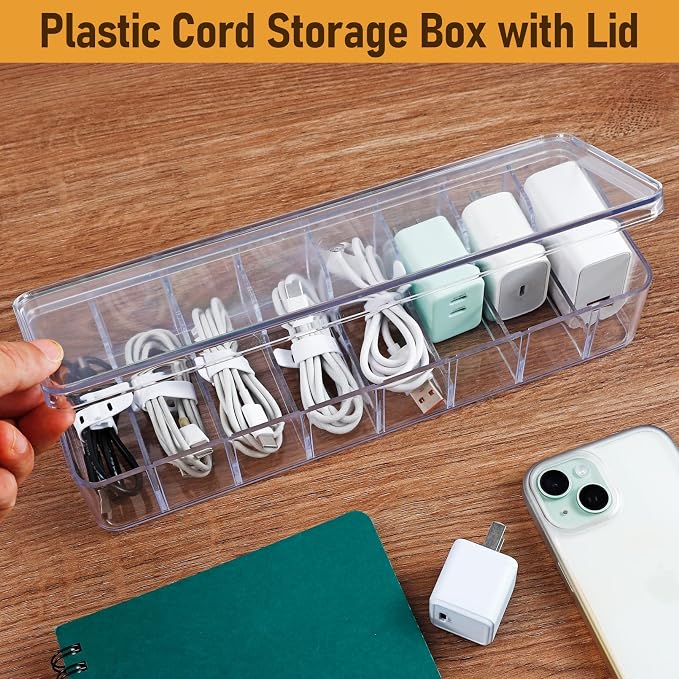 2 Pack Cable Organizer Box, Plastic Cord Storage Box - Image 5