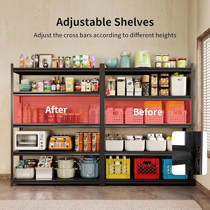 Metal Garage Shelving, Adjustable 5-Tier Heavy Duty Shelving, 3000 LBS Garage - Image 7