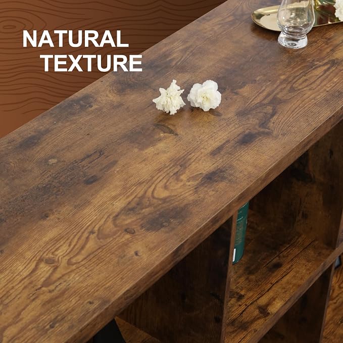 6 Cube Storage Organizer Bookshelf, Industrial Horizontal Bookcase, Accent - Image 3