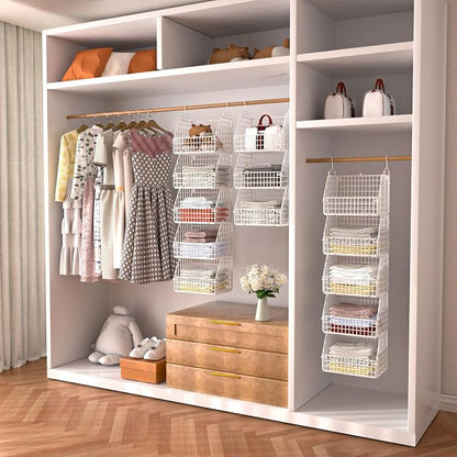 Hanging Closet Organizer and Storage, Clothes Hanging Shelves Wire Baskets - Image 3