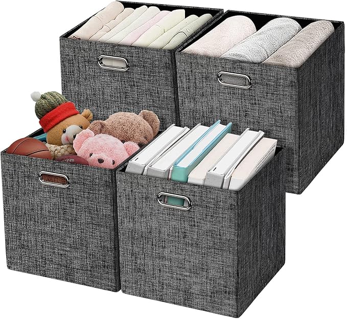 Posprica Collapsible Storage Cubes, 11×11 Heavy Duty Fabric Stroage Basket Bins by Posprica