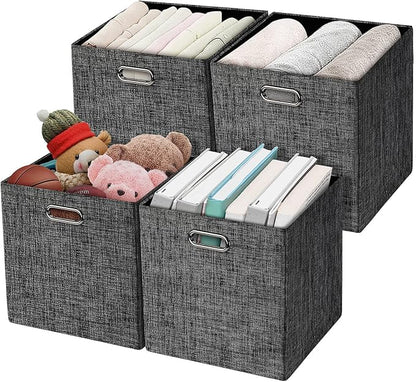 Posprica Collapsible Storage Cubes, 11×11 Heavy Duty Fabric Stroage Basket Bins by Posprica