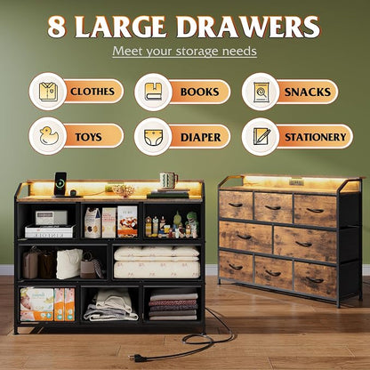 WLIVE Dresser for Bedroom, 8 Drawer LED Dresser - Image 5