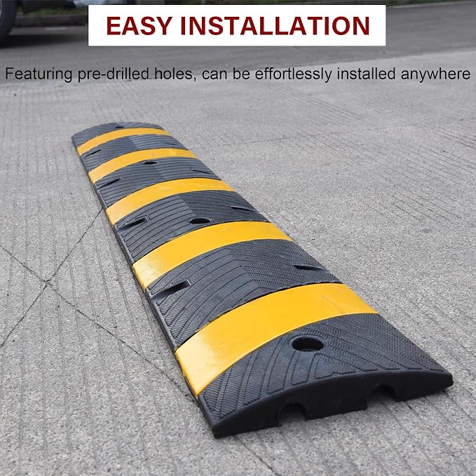 Orangestar 6Ft Rubber Speed Bump, 2 Channel Speed Hump w/4 Bolts - Image 4