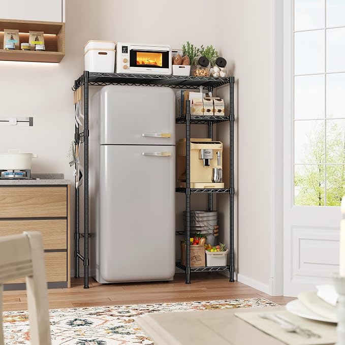 REIBII Mini Fridge Stand with Storage, 4-Tier Adjustable Shelves, 380 lbs | - Image 4