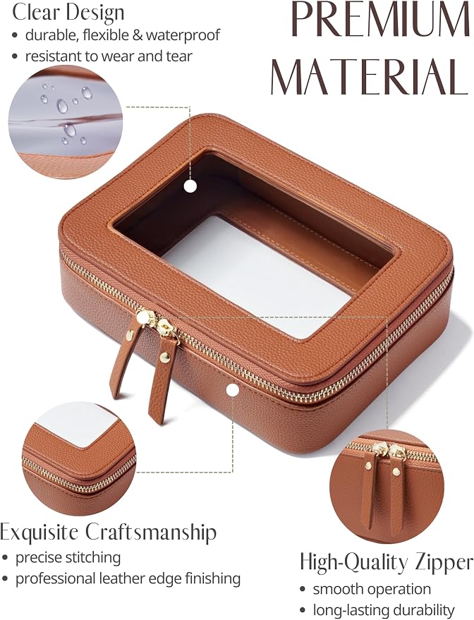Popvibe Clear Makeup Bag Travel Cosmetic Case Transparent Toiletry Bag - Image 2