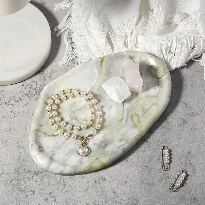 Koville Luxury Natural Green Marble Vanity Tray, Cloud Shape Serving Stone Key - Image 5