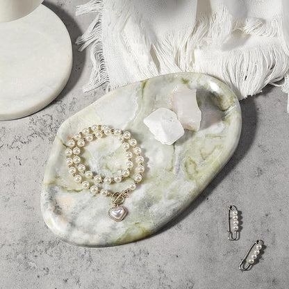 Koville Luxury Natural Green Marble Vanity Tray, Cloud Shape Serving Stone Key - Image 5