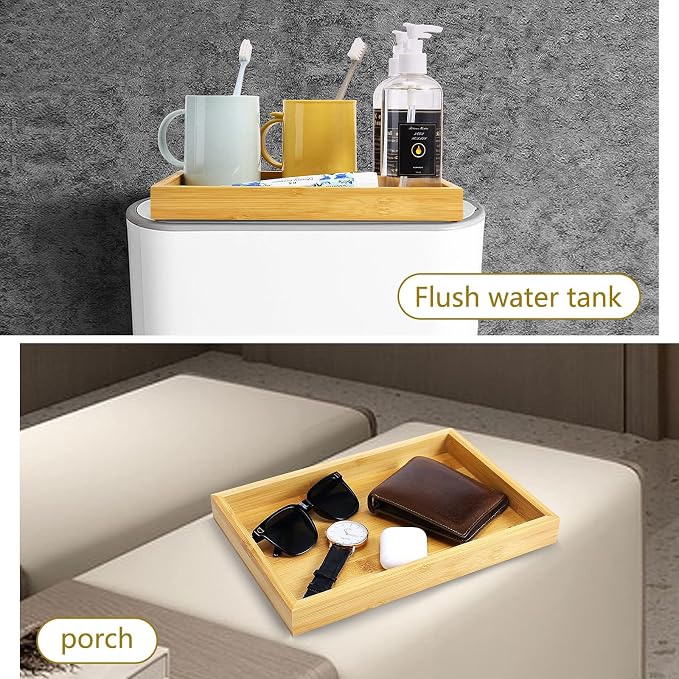 Natural Bamboo Vanity Tray, Sink Tray, Smooth and Thick Wooden Tray - Image 5