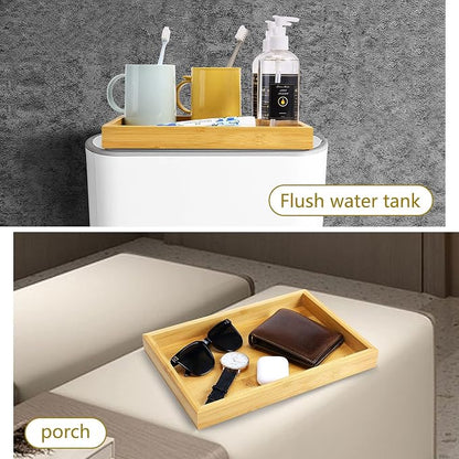 Natural Bamboo Vanity Tray, Sink Tray, Smooth and Thick Wooden Tray - Image 5