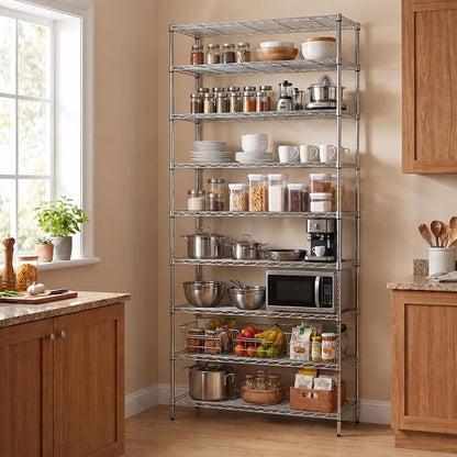 Finnhomy 9-Tier Wire Shelving Unit Adjustable Steel Wire Rack Shelving - Image 2
