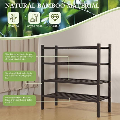ROMGUAR CRAFT 4 Tier Bamboo Shoe Rack - Image 5