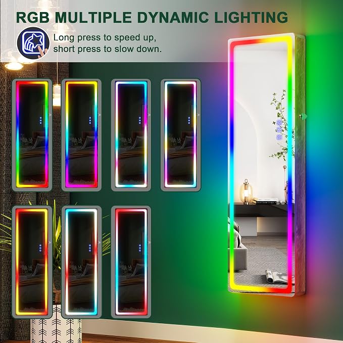HNEBC LED Mirror Jewelry Cabinet - Image 5