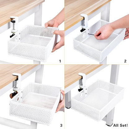 Mesh Desk Organizer and Clamp-on Swivel Pencil Drawer, Desk Hidden Desk - Image 5