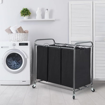 STORAGE MANIAC 3 Section Laundry Sorter, 35.9 Gal Laundry Hamper Cart - Image 7
