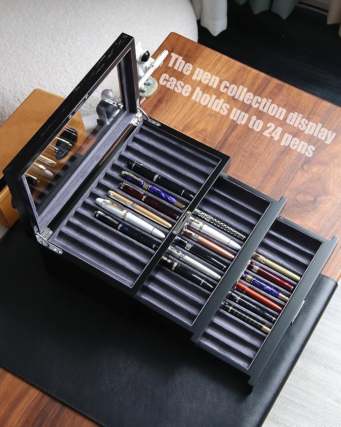 wood pen display case 36 slot Fountain pen Box storage Organizer - Image 3