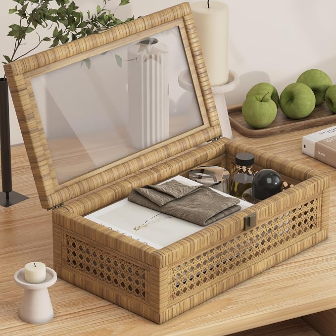 Rattan Decorative Box, Boho Display Boxes - Image 5