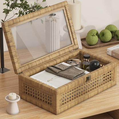 Rattan Decorative Box, Boho Display Boxes - Image 5