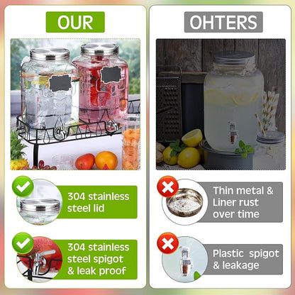 Lallisa 3 Pcs 2 Gallon Glass Drink Dispenser - Image 4