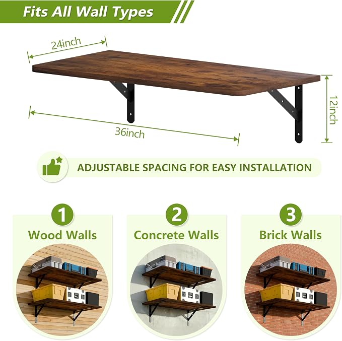 Dogsky 2-Pack Garage Storage Shelving Wall Mounted, 3x2Ft Heavy Duty Wood - Image 3
