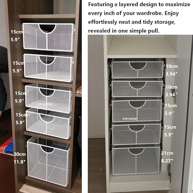 Pull Out Closet Drawer for Clothes | Sliding Wire Basket for Wardrobe Cabinets - Image 6