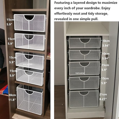 Pull Out Closet Drawer for Clothes | Sliding Wire Basket for Wardrobe Cabinets - Image 6