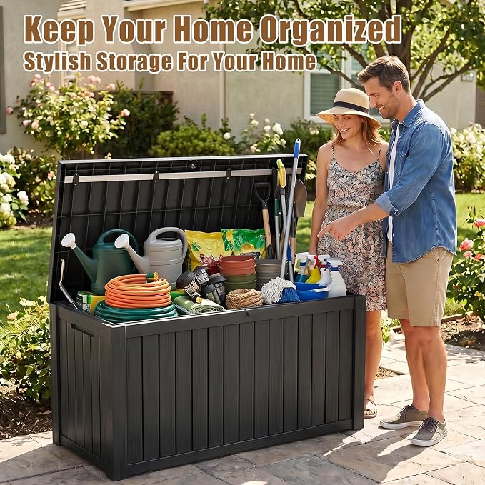 200 Gallon Outdoor Storage Box, Large Waterproof Resin Deck Box, Lock Storage - Image 7