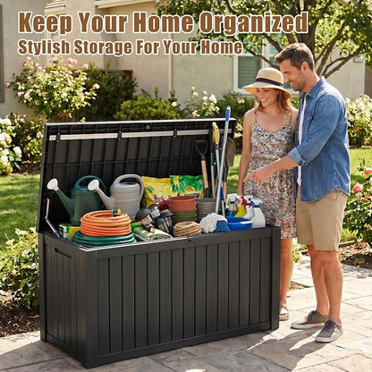 200 Gallon Outdoor Storage Box, Large Waterproof Resin Deck Box, Lock Storage - Image 7
