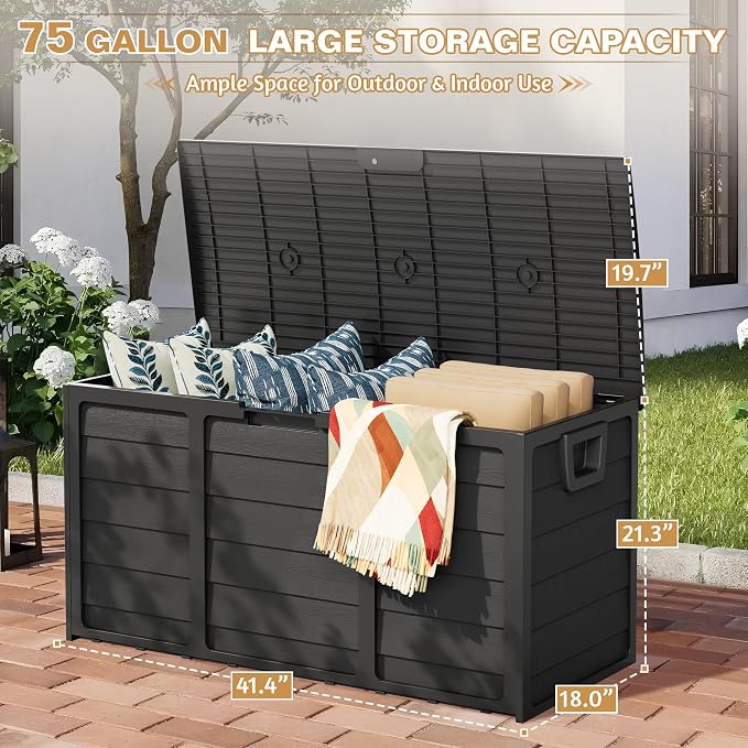 75 Gallon Outdoor Deck Storage Box – Heavy Duty Resin - Image 3