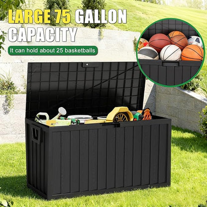 75 Gallon Outdoor Storage Box Waterproof, 350LBS Lockable Patio Storage Box - Image 5